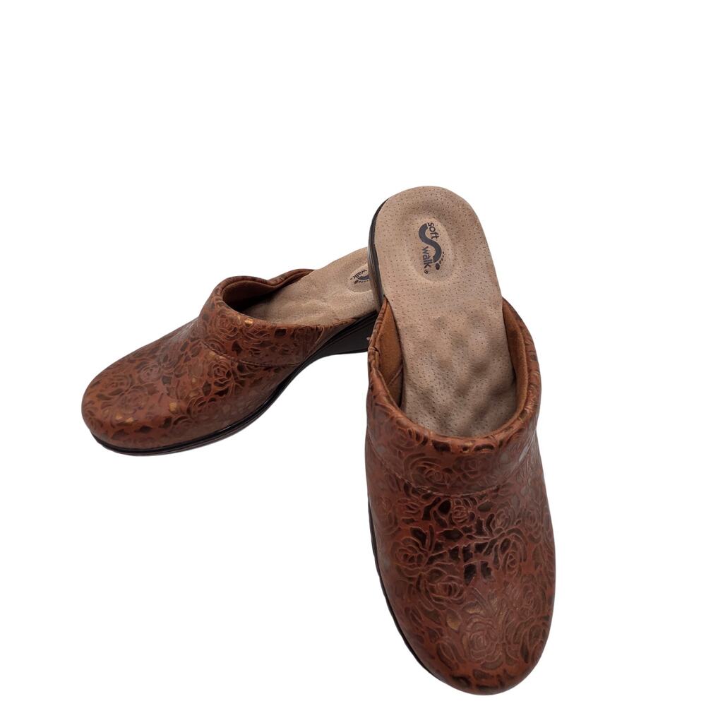 Soft Walk Slide In Leather Mules Clogs Size 8 - image 8